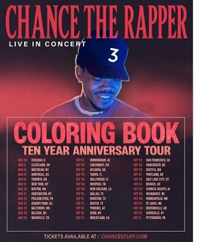 Chance the Rapper concert tour poster 2026